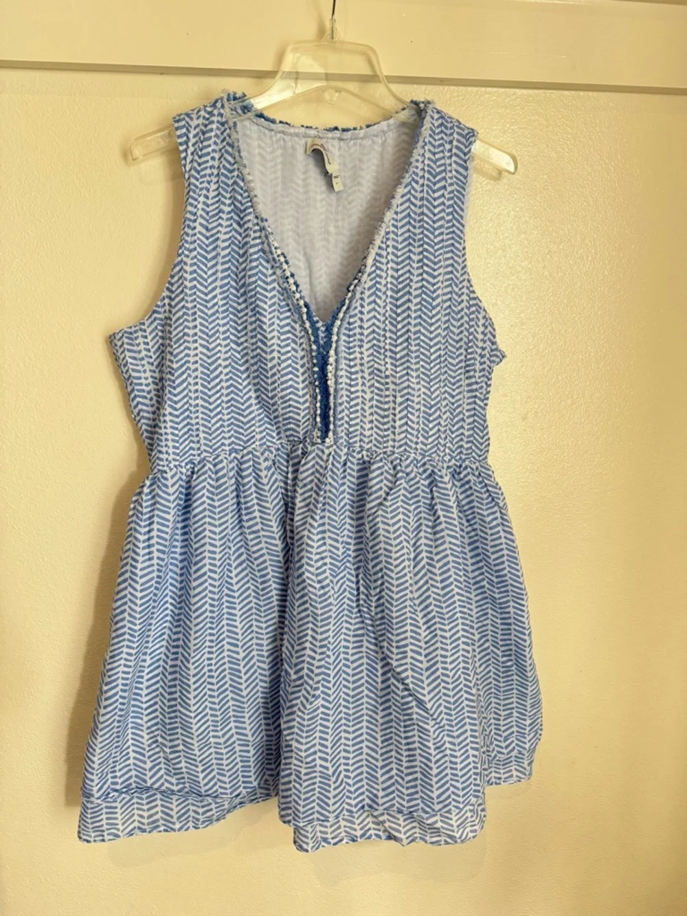 Vineyard Vines Blue Cotton Mini Dress Sleeveless Fit & Flare Summer Size L - Picture 2 of 9